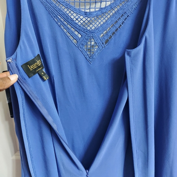 NWT Women's Laundry by Shelli Segal royal blue beaded and jet rhinestones Dresd - Picture 11 of 11